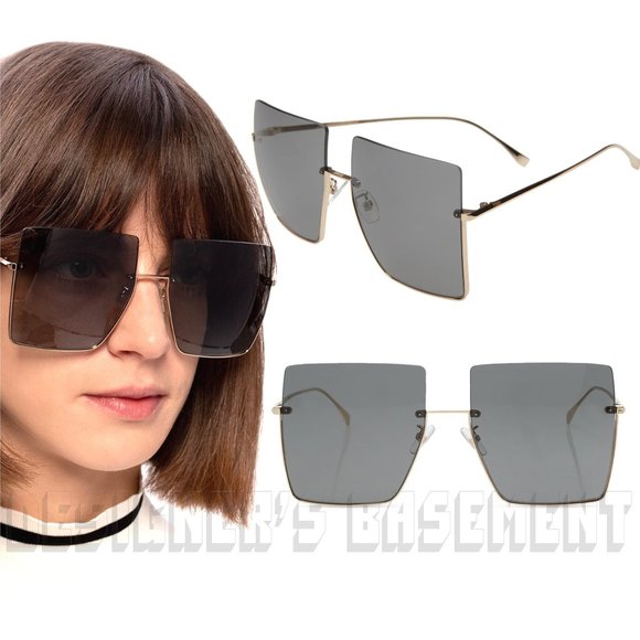 Fendi Accessories - FENDI Black semi rimless Family FF0401S Sunglasses